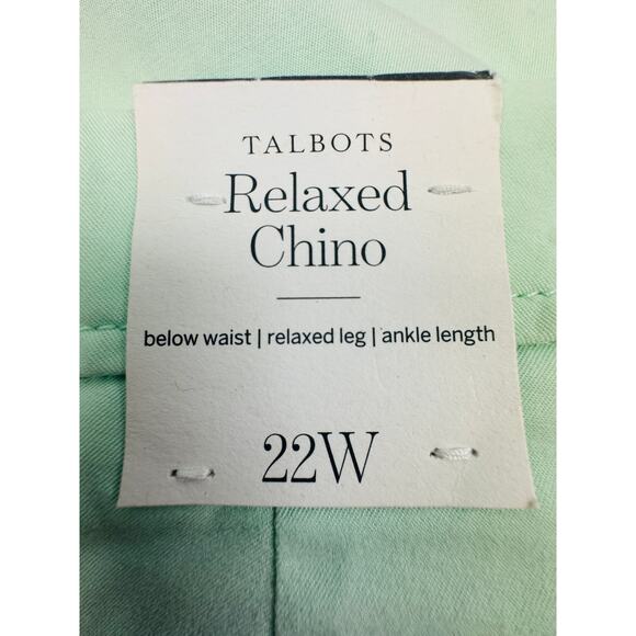 Talbots Mint Green Lightweight Preppy Cotton Relaxed Chinos Women's Size 22W - Picture 6 of 7